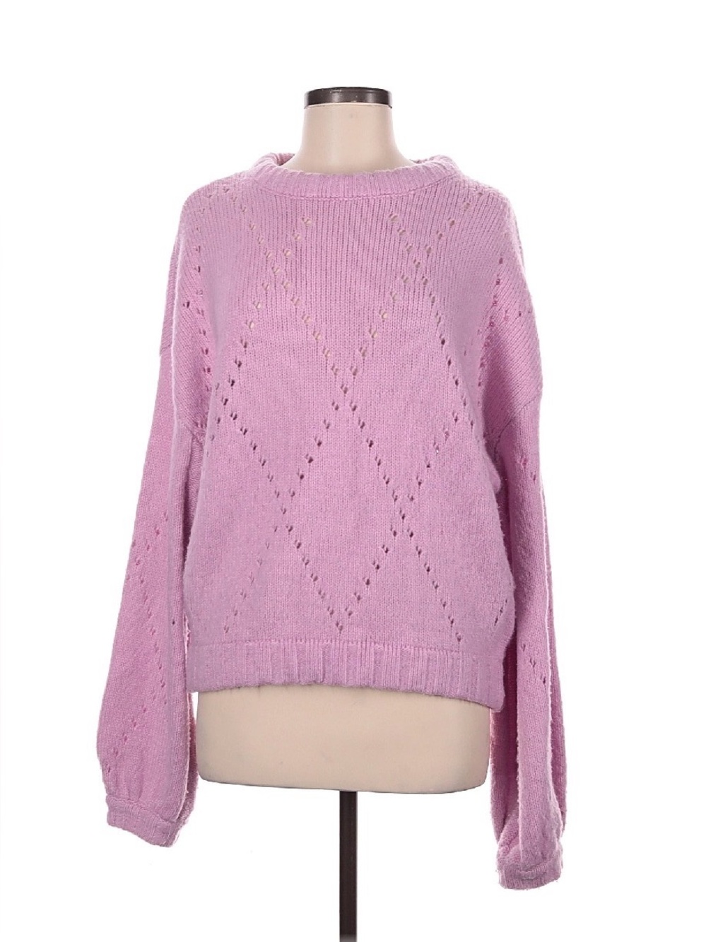 For Love And Lemons Lavender Pointelle Crewneck Sweater